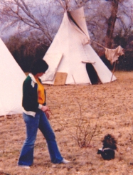 Mom's sense of the silly or ironic would not let her miss this shot of me walking a skunk on a leash in a circle of teepees. This shot pretty much sums up the flavor of my childhood.