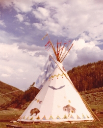 This is just a cool shot of a teepee with a sky scene painted on the flaps - I like how she lined it up so that the sky was in the sky - but I like her skill at capturing the sky and the foreground with equal detail.
